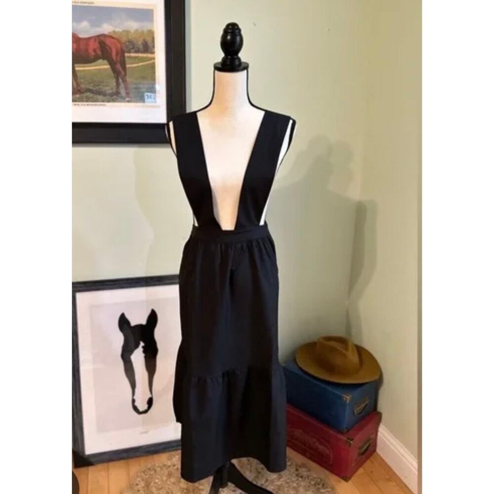 Hayden Los Angeles Tiered Overall Pinafore Jumper Dress Black Size S NWT